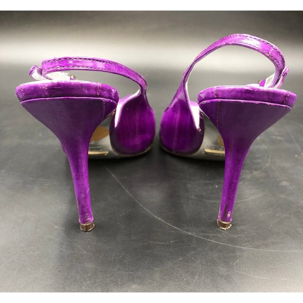 Dolce & Gabbana Crocodile Leather Slingback Heels Purple Pointed Toe Sz. 8 - Picture 3 of 9